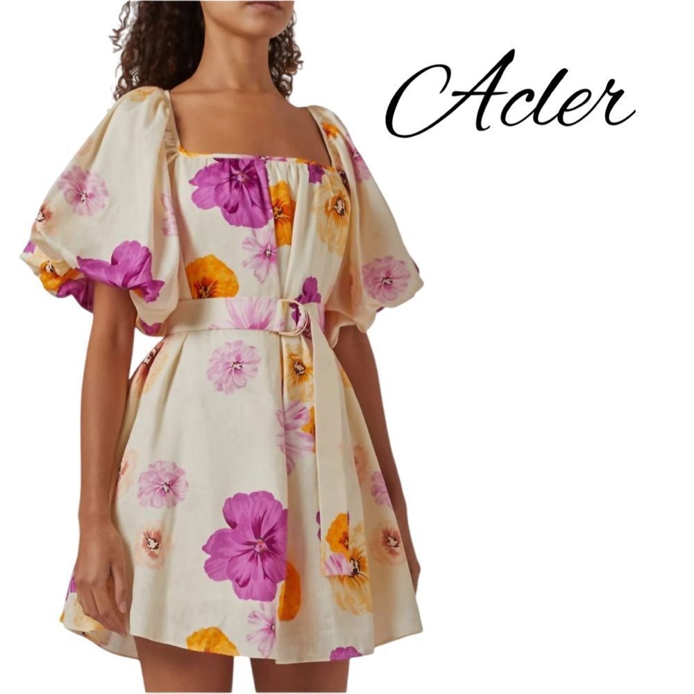 Acler Highgate Floral Puff Sleeve Dress Sz 6 NWT - Picture 2 of 11